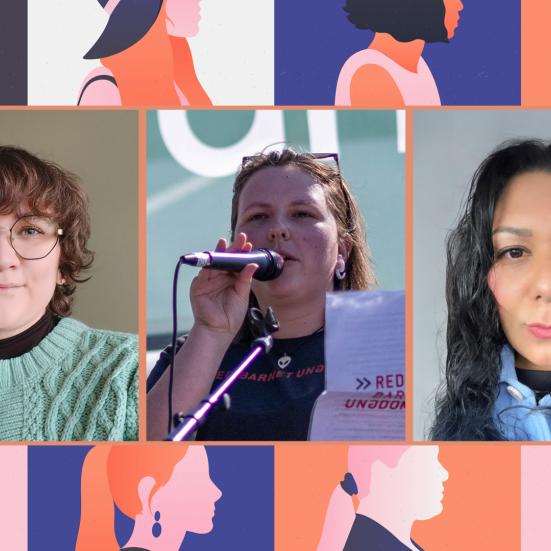 Portrætfotos af tre kvinder