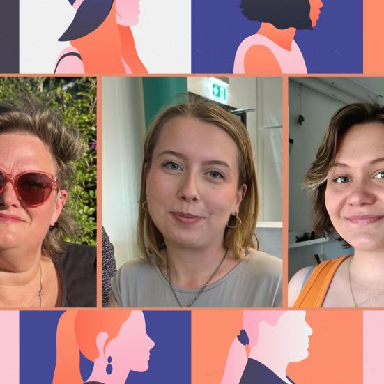 Portrætfotos af tre kvinder