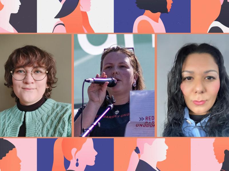 Portrætfotos af tre kvinder