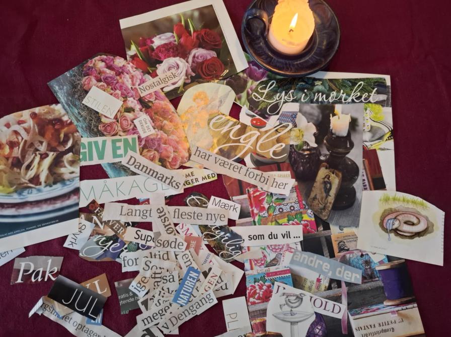 En kollage af udklip fra blade, bøger og aviser. Temaet er "Håb"